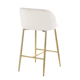 Fran Contemporary Counter Stool in Gold Steel and Cream Velvet by LumiSource - Set of 2