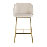 Fran Contemporary Counter Stool in Gold Steel and Cream Velvet by LumiSource - Set of 2