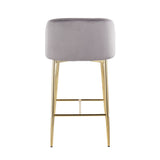 Fran Contemporary Counter Stool in Gold Steel and Grey Velvet by LumiSource - Set of 2