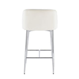 Fran Contemporary Counter Stool in Chrome Metal and Cream Velvet by LumiSource - Set of 2