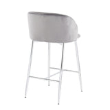 Fran Contemporary Counter Stool in Chrome Metal and Grey Velvet by LumiSource - Set of 2