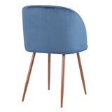 Fran Contemporary Dining Chair in Walnut and Blue Velvet by LumiSource - Set of 2