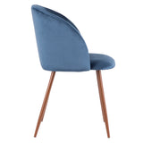 Fran Contemporary Dining Chair in Walnut and Blue Velvet by LumiSource - Set of 2
