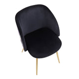 Fran Contemporary/Glam Chair in Gold Steel and Black Velvet with Floral Velvet Accent by LumiSource - Set of 2