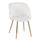 Fran Contemporary/Glam Chair in Gold Steel and White Velvet with Floral Velvet Accent by LumiSource - Set of 2