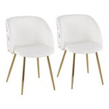 Fran Contemporary/Glam Chair in Gold Steel and White Velvet with Floral Velvet Accent by LumiSource - Set of 2