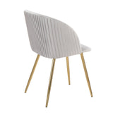 Fran Pleated Contemporary Chair in Gold Metal and Pleated Silver Velvet by LumiSource - Set of 2