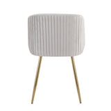 Fran Pleated Contemporary Chair in Gold Metal and Pleated Silver Velvet by LumiSource - Set of 2