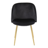 Fran Pleated Contemporary Chair in Gold Metal and Pleated Black Velvet by LumiSource - Set of 2