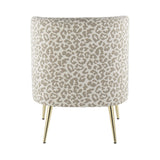 Fran Contemporary Slipper Chair in Gold Steel and Tan Leopard Fabric by LumiSource