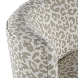 Fran Contemporary Slipper Chair in Gold Steel and Tan Leopard Fabric by LumiSource