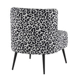 Fran Contemporary Slipper Chair in Black Steel and Black Leopard Fabric by LumiSource