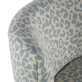 Fran Contemporary Slipper Chair in Chrome and Blue Leopard Fabric by LumiSource