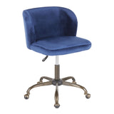 Fran Contemporary Task Chair in Blue Velvet by LumiSource