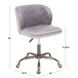 Fran Contemporary Task Chair in Silver Velvet by LumiSource