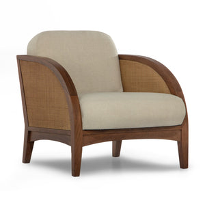 Union Home Francisco Lounge Porto Light Plantation Grown Acacia, Cane & Linen Upholestry