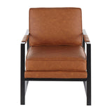 Franklin Contemporary Arm Chair in Black Metal and Camel Faux Leather by LumiSource