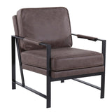 Franklin Contemporary Arm Chair in Black Steel and Espresso Faux Leather by LumiSource