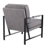 Franklin Contemporary Arm Chair in Black Steel and Grey Faux Leather by LumiSource