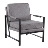 Franklin Contemporary Arm Chair in Black Steel and Grey Faux Leather by LumiSource