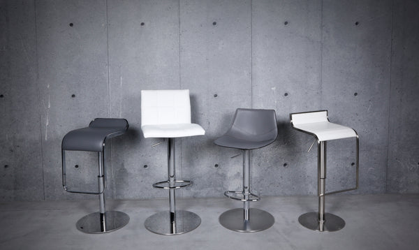 Rudy Adjustable Swivel Bar/Counter Stool in Gray with Brushed Stainless Steel Base