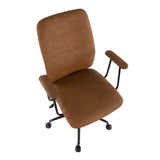 Fredrick Contemporary Office Chair in Brown Faux Leather by Lumisource