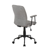 Fredrick Contemporary Office Chair in Black Metal and Grey Faux Leather by LumiSource