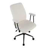 Fredrick Contemporary Office Chair in Black Metal and White Sherpa Fabric by LumiSource