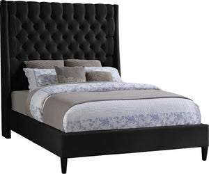 Fritz Velvet / Engineered Wood / Metal / Foam Contemporary Black Velvet Full Bed - 60.5" W x 83" D x 71" H