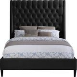 Fritz Velvet / Engineered Wood / Metal / Foam Contemporary Black Velvet Full Bed - 60.5" W x 83" D x 71" H