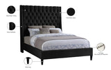 Fritz Velvet / Engineered Wood / Metal / Foam Contemporary Black Velvet Queen Bed - 66.5" W x 88" D x 71" H