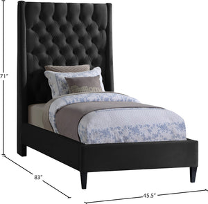 Fritz Velvet / Engineered Wood / Metal / Foam Contemporary Black Velvet Twin Bed - 45.5" W x 83" D x 71" H