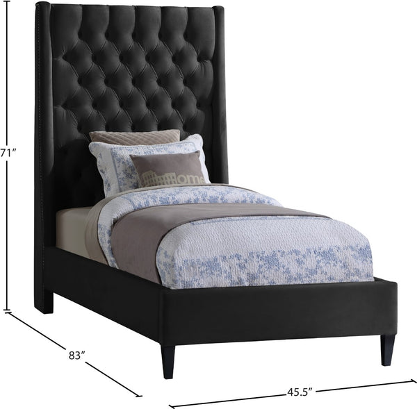 Fritz Velvet / Engineered Wood / Metal / Foam Contemporary Black Velvet Twin Bed - 45.5" W x 83" D x 71" H