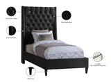 Fritz Velvet / Engineered Wood / Metal / Foam Contemporary Black Velvet Twin Bed - 45.5" W x 83" D x 71" H