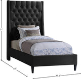 Fritz Velvet / Engineered Wood / Metal / Foam Contemporary Black Velvet Twin Bed - 45.5" W x 83" D x 71" H