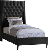 Fritz Velvet / Engineered Wood / Metal / Foam Contemporary Black Velvet Twin Bed - 45.5" W x 83" D x 71" H