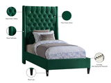 Fritz Velvet / Engineered Wood / Metal / Foam Contemporary Green Velvet Twin Bed - 45.5" W x 83" D x 71" H