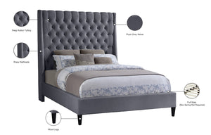 Fritz Velvet / Engineered Wood / Metal / Foam Contemporary Grey Velvet Full Bed - 60.5" W x 83" D x 71" H