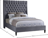 Fritz Velvet / Engineered Wood / Metal / Foam Contemporary Grey Velvet Full Bed - 60.5" W x 83" D x 71" H