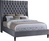 Fritz Velvet / Engineered Wood / Metal / Foam Contemporary Grey Velvet Full Bed - 60.5" W x 83" D x 71" H