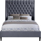 Fritz Velvet / Engineered Wood / Metal / Foam Contemporary Grey Velvet Full Bed - 60.5" W x 83" D x 71" H