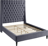 Fritz Velvet / Engineered Wood / Metal / Foam Contemporary Grey Velvet Full Bed - 60.5" W x 83" D x 71" H