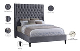 Fritz Velvet / Engineered Wood / Metal / Foam Contemporary Grey Velvet King Bed - 82.5" W x 88" D x 71" H