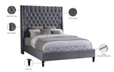 Fritz Velvet / Engineered Wood / Metal / Foam Contemporary Grey Velvet Queen Bed - 66.5" W x 88" D x 71" H