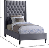 Fritz Velvet / Engineered Wood / Metal / Foam Contemporary Grey Velvet Twin Bed - 45.5" W x 83" D x 71" H