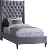 Fritz Velvet / Engineered Wood / Metal / Foam Contemporary Grey Velvet Twin Bed - 45.5" W x 83" D x 71" H