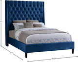 Fritz Velvet / Engineered Wood / Metal / Foam Contemporary Navy Velvet Full Bed - 60.5" W x 83" D x 71" H