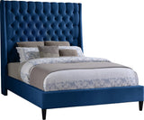 Fritz Velvet / Engineered Wood / Metal / Foam Contemporary Navy Velvet King Bed - 82.5" W x 88" D x 71" H