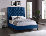 Fritz Velvet / Engineered Wood / Metal / Foam Contemporary Navy Velvet King Bed - 82.5" W x 88" D x 71" H