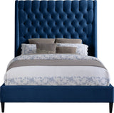 Fritz Velvet / Engineered Wood / Metal / Foam Contemporary Navy Velvet King Bed - 82.5" W x 88" D x 71" H